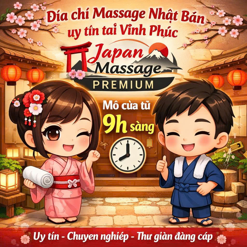 📍 Địa chỉ Massage Nhật Bản uy tín tại Vĩnh Phúc – Japan Massage Premium mở cửa từ 9h sáng