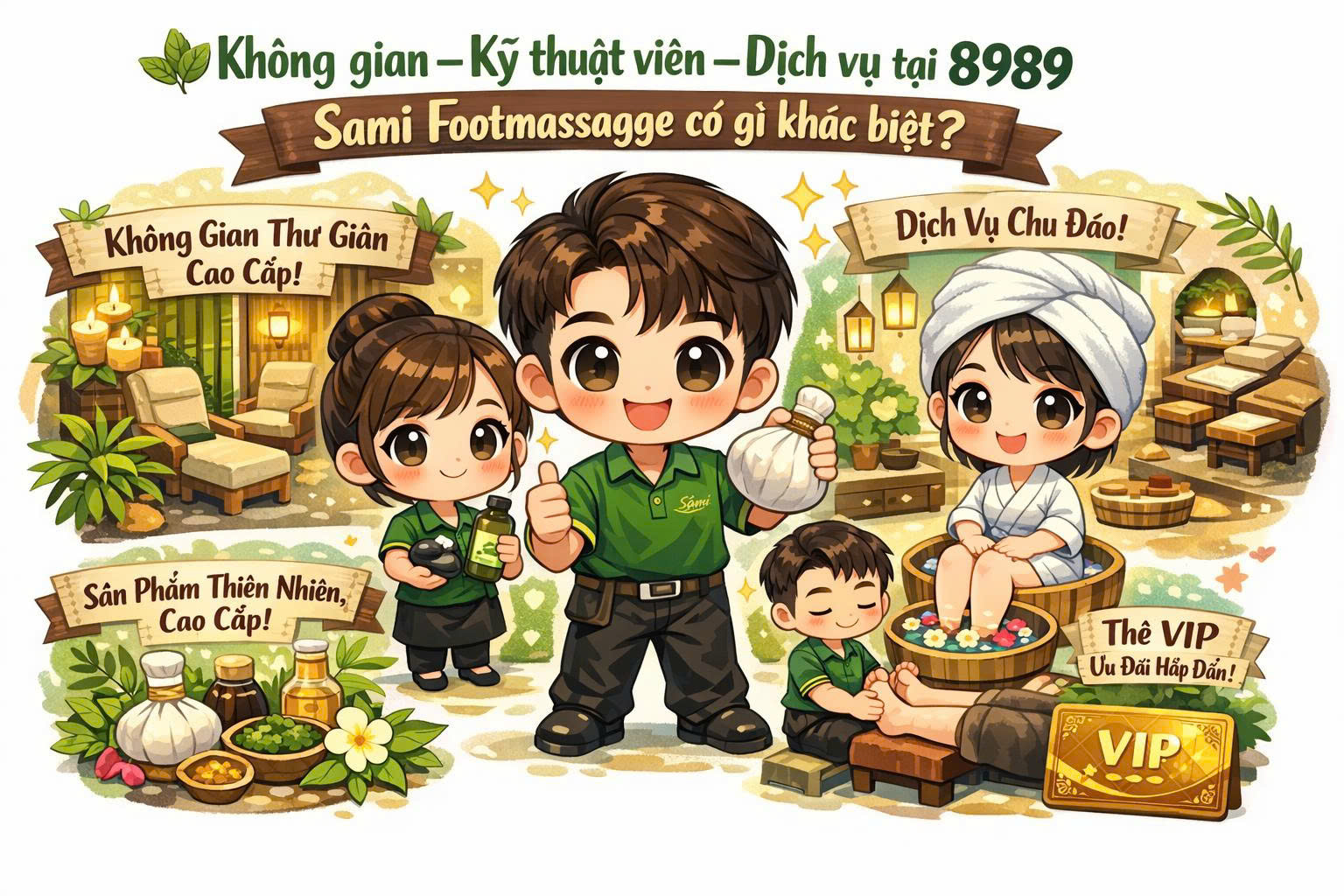 🌿 Không gian – Kỹ thuật viên – Dịch vụ tại 8989 Sami Footmassage có gì khác biệt?