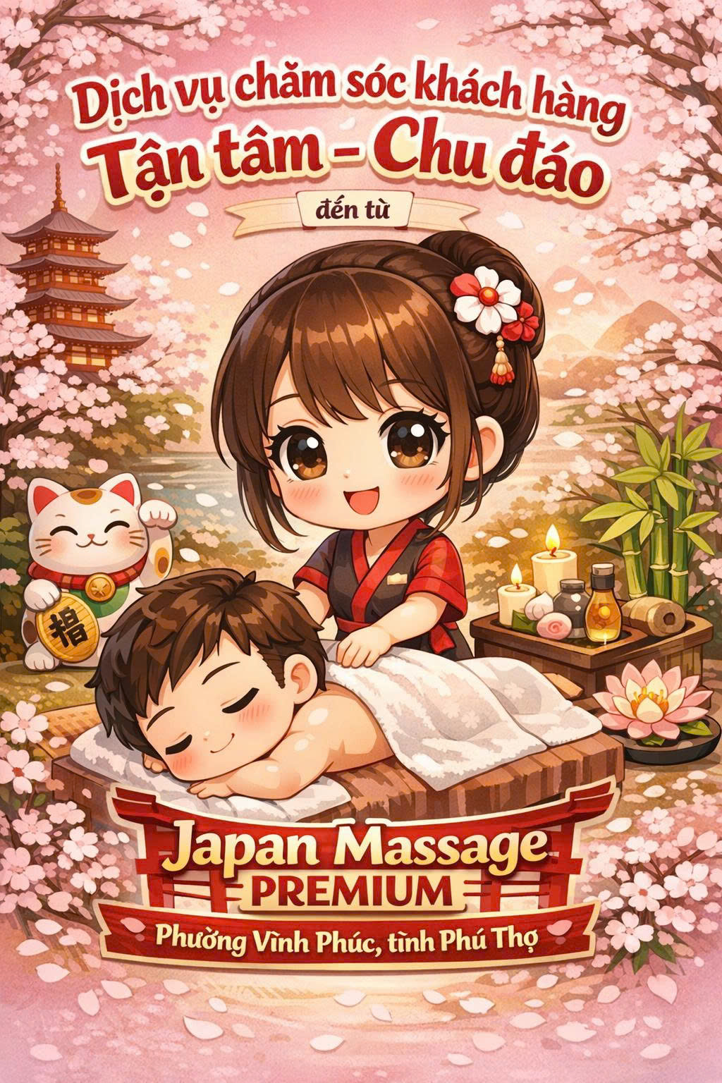 Dịch vụ chăm sóc khách hàng tận tâm – chu đáo đến từ Japan Massage Premium phường Vĩnh Phúc, tỉnh Phú Thọ