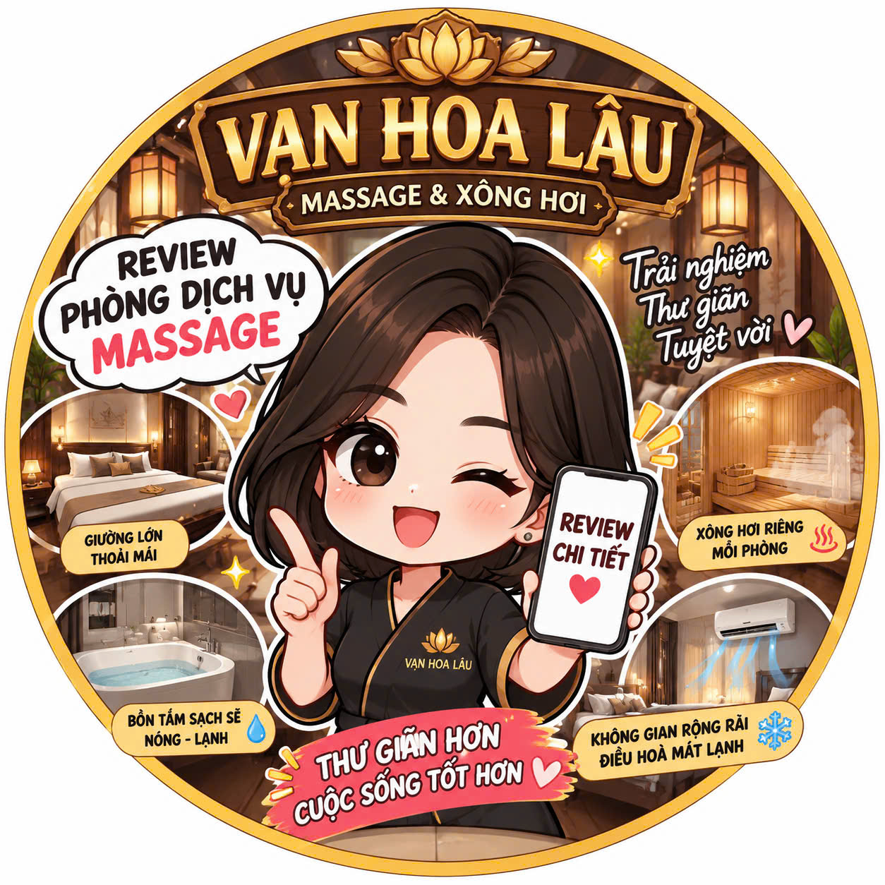 Review phòng dịch vụ Xông Hơi Massage Vạn Hoa Lâu Vĩnh Yên Vĩnh Phúc chi tiết